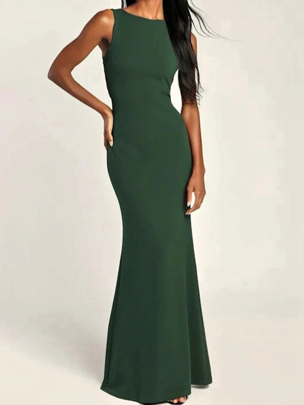 Lulus Hunter Green Backless Maxi Dress small